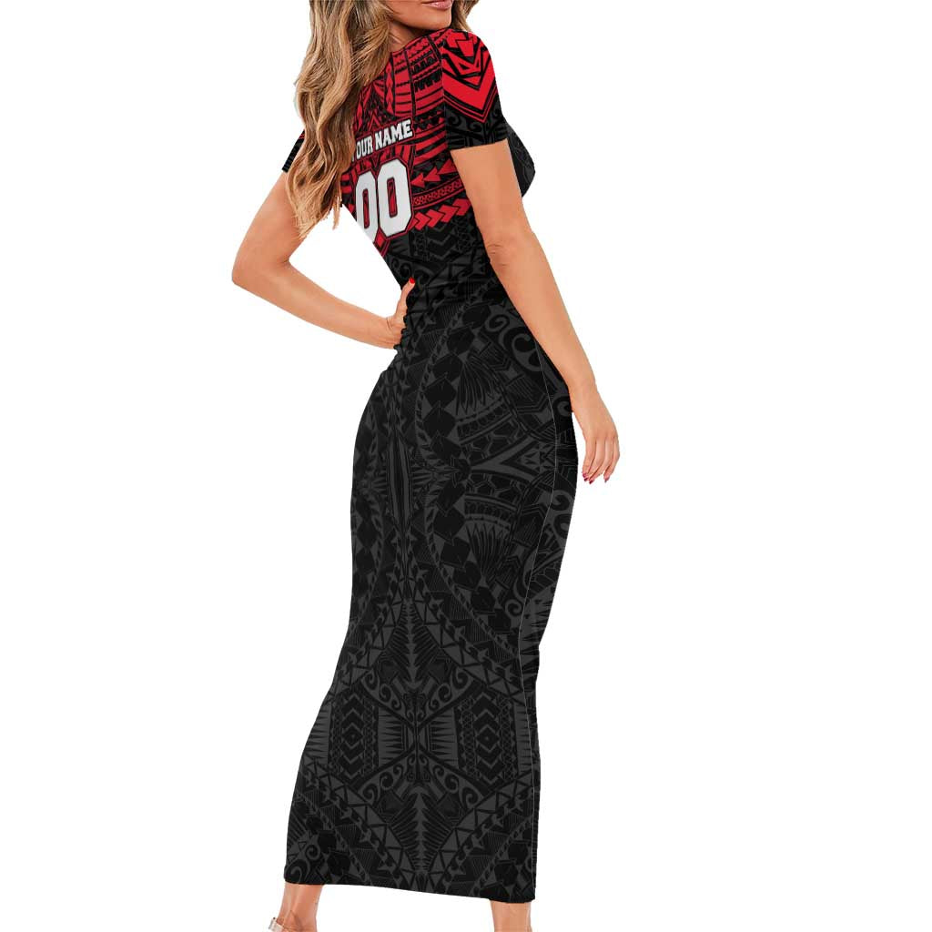 Personalized St Kilda Saints Family Matching Short Sleeve Bodycon Dress and Hawaiian Shirt Polynesian Tribal Pattern Heritage Football