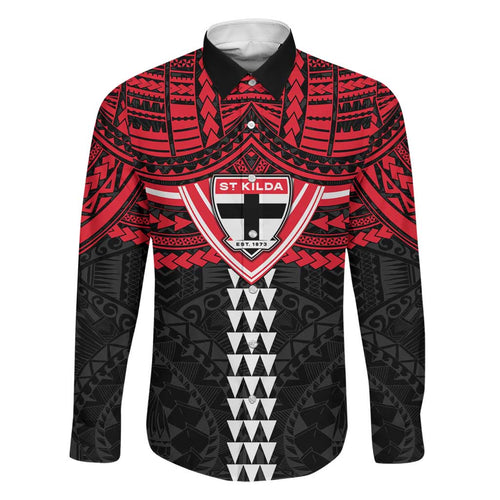 Personalized St Kilda Saints Family Matching Summer Maxi Dress and Hawaiian Shirt Polynesian Tribal Pattern Heritage Football