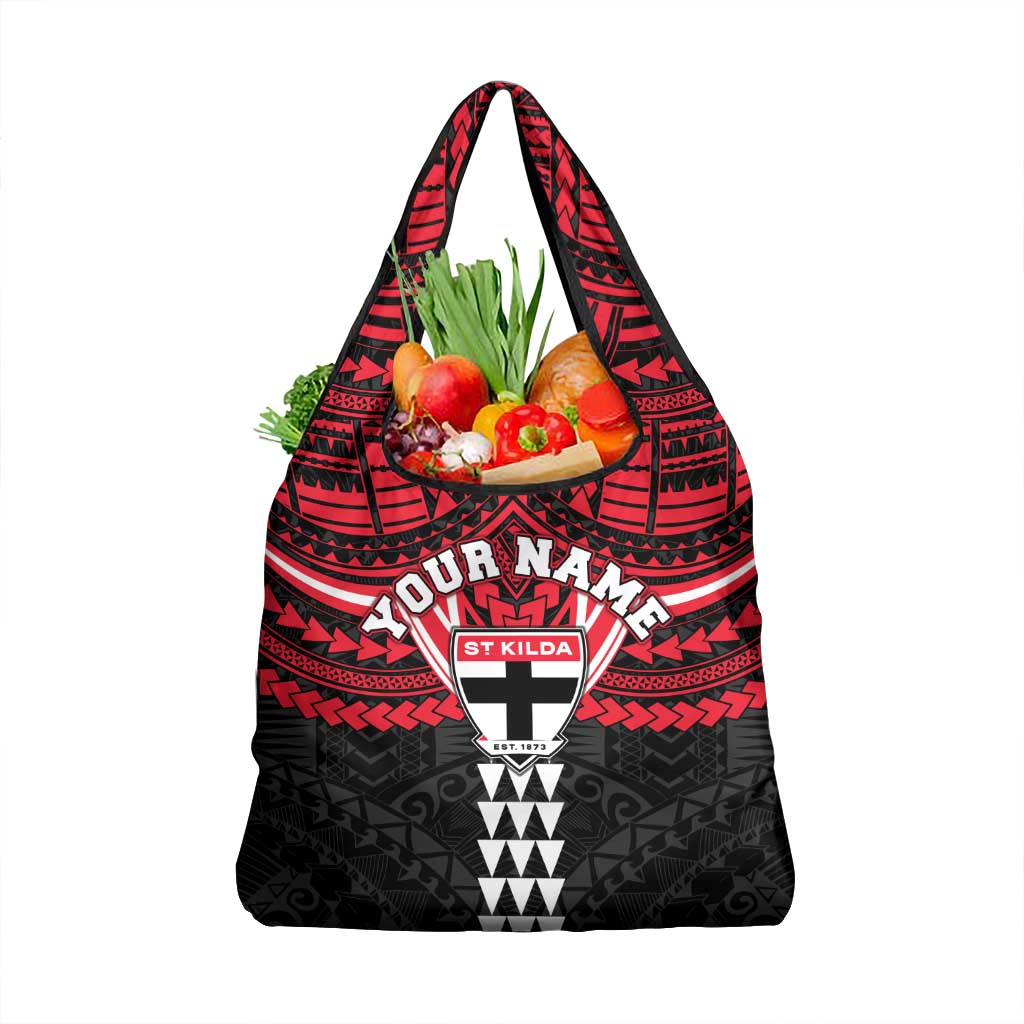 Personalized St Kilda Saints Grocery Bag Polynesian Tribal Pattern Heritage Football