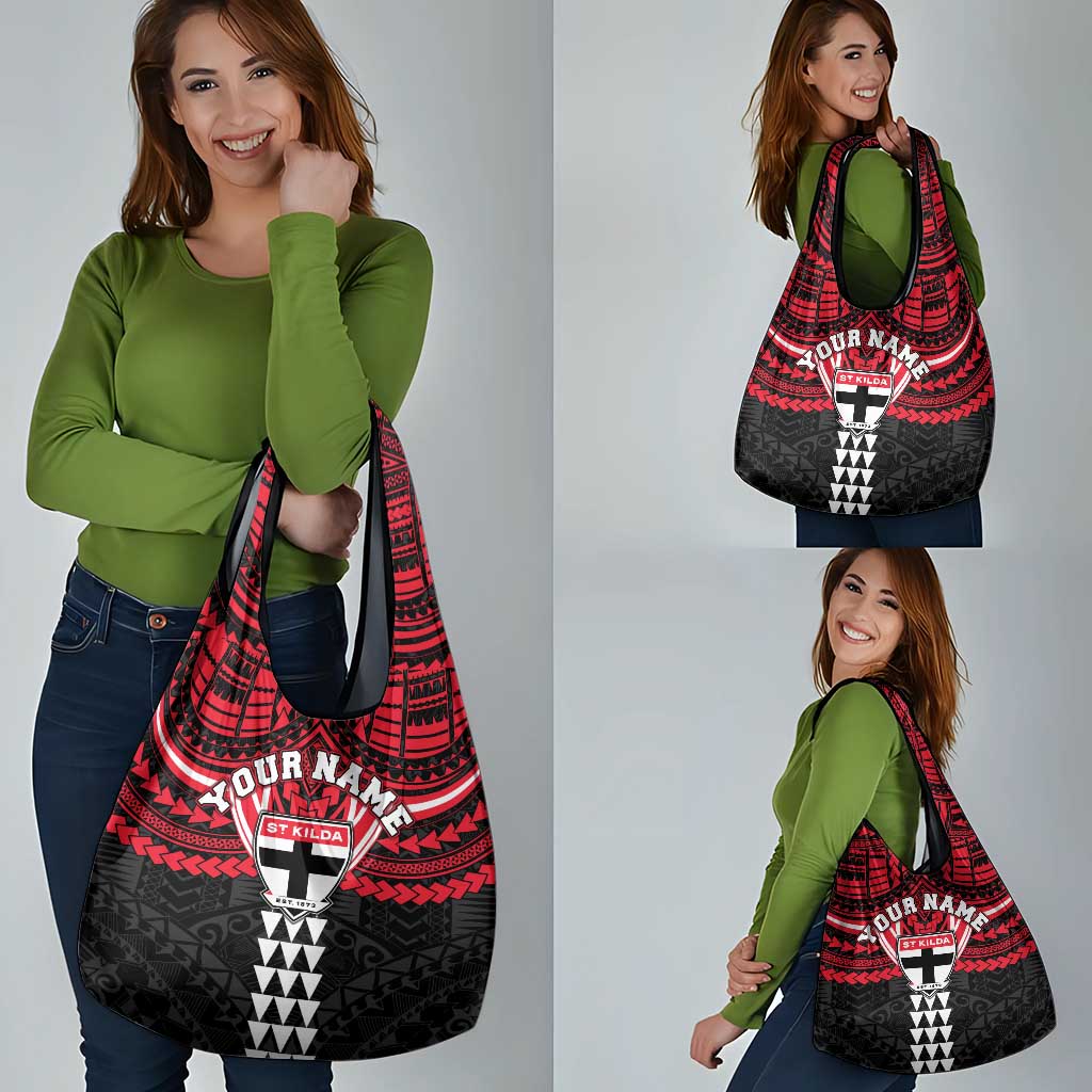 Personalized St Kilda Saints Grocery Bag Polynesian Tribal Pattern Heritage Football