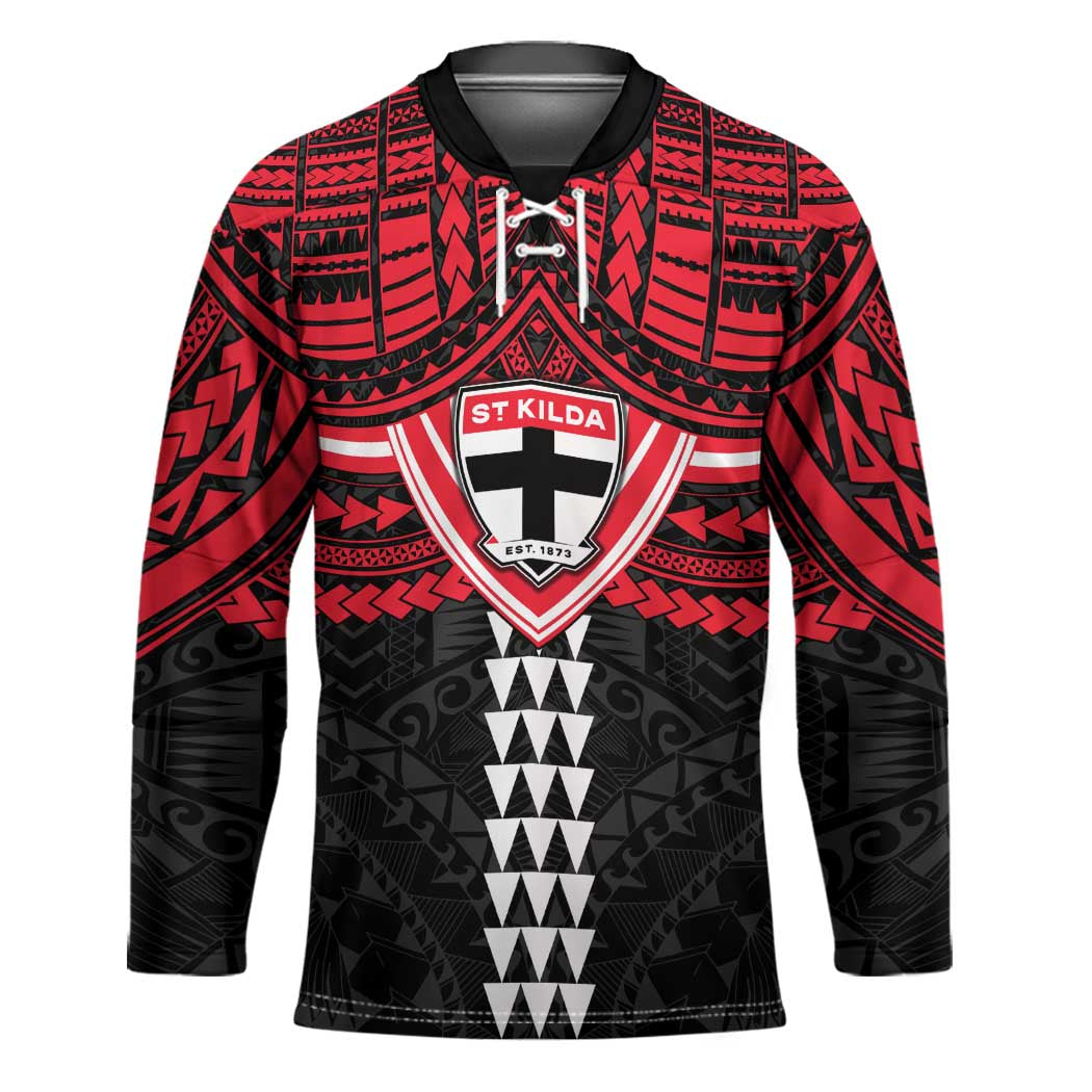 Personalized St Kilda Saints Hockey Jersey Polynesian Tribal Pattern Heritage Football