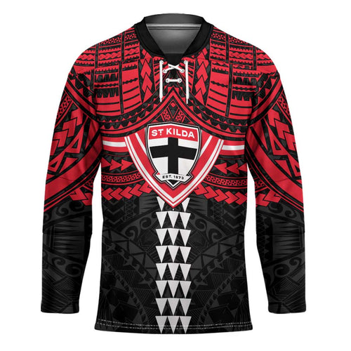 Personalized St Kilda Saints Hockey Jersey Polynesian Tribal Pattern Heritage Football