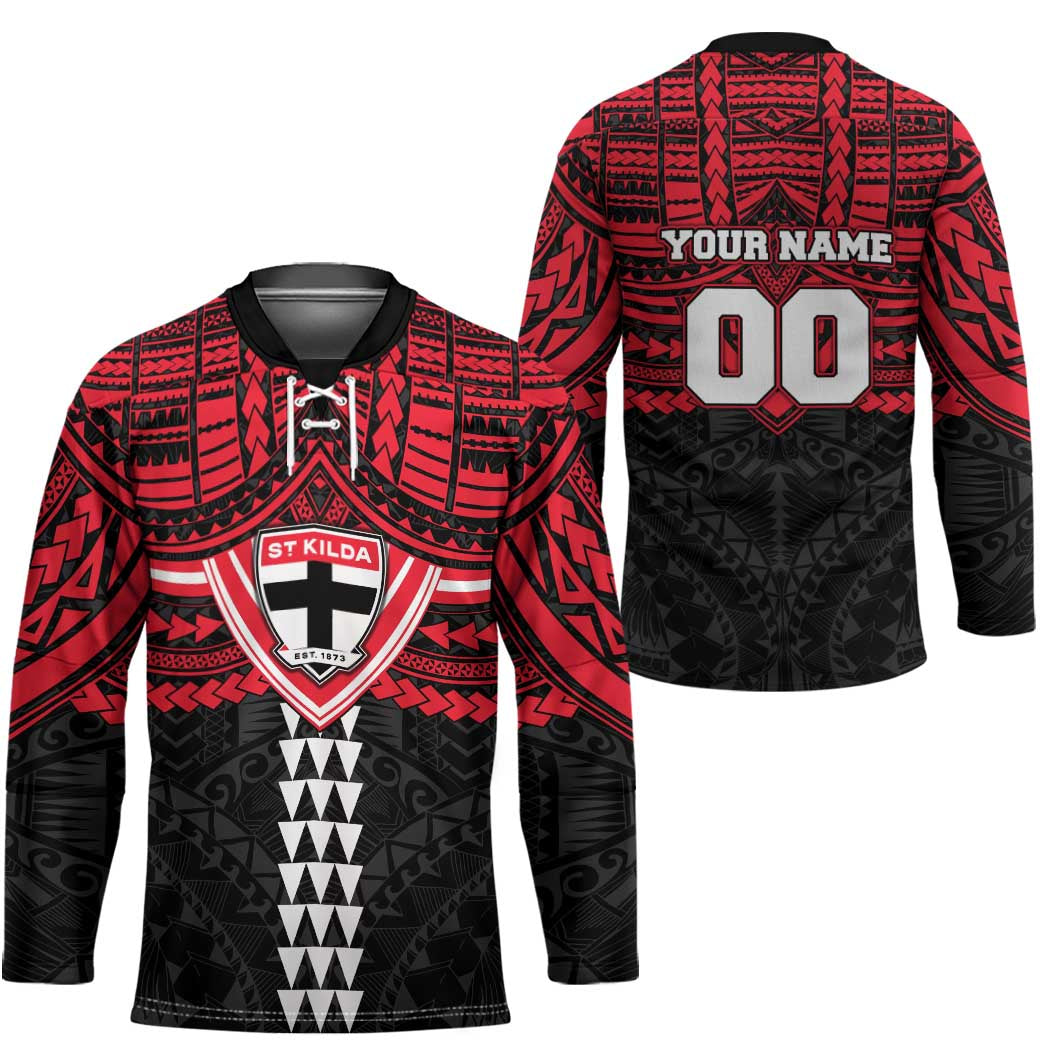 Personalized St Kilda Saints Hockey Jersey Polynesian Tribal Pattern Heritage Football