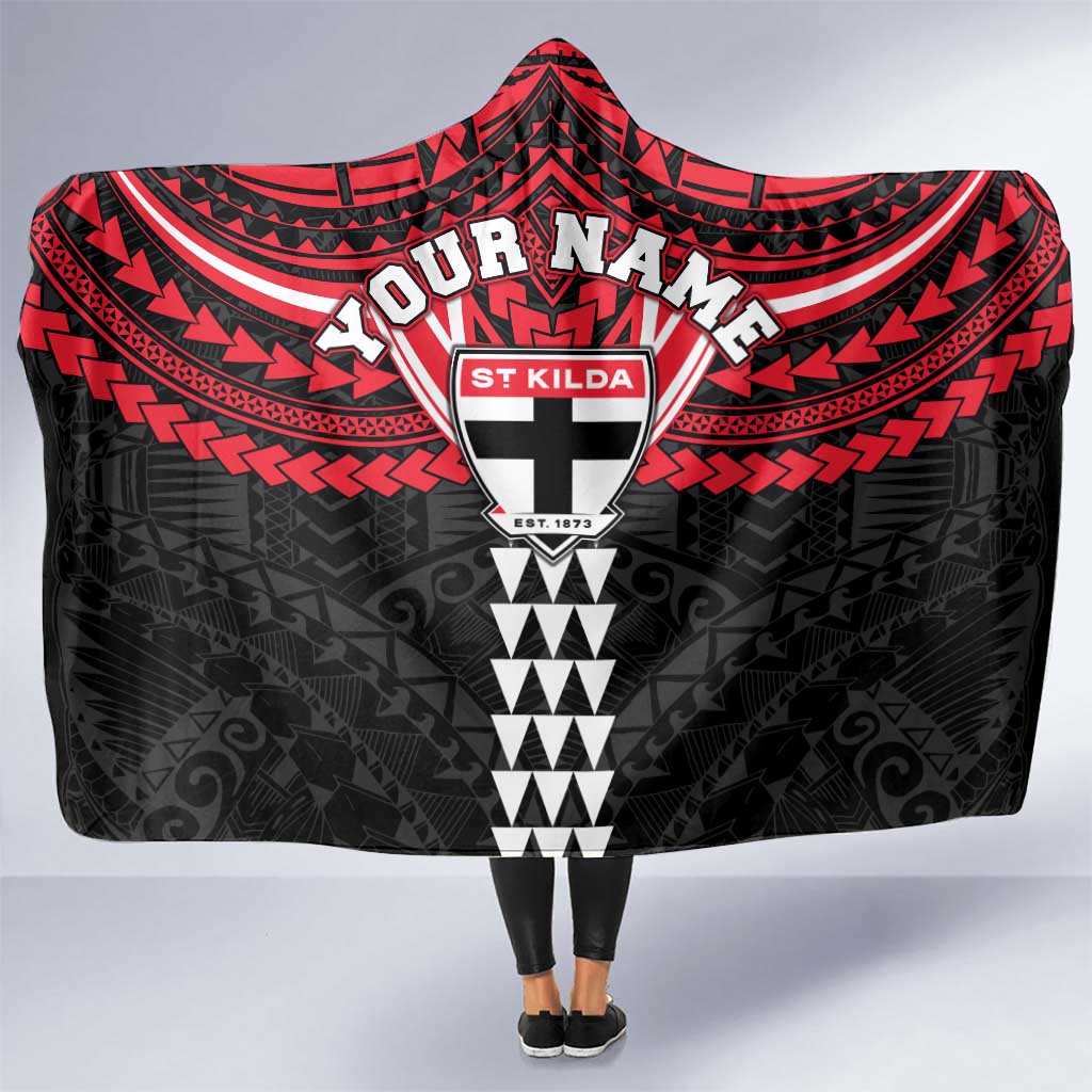 Personalized St Kilda Saints Hooded Blanket Polynesian Tribal Pattern Heritage Football