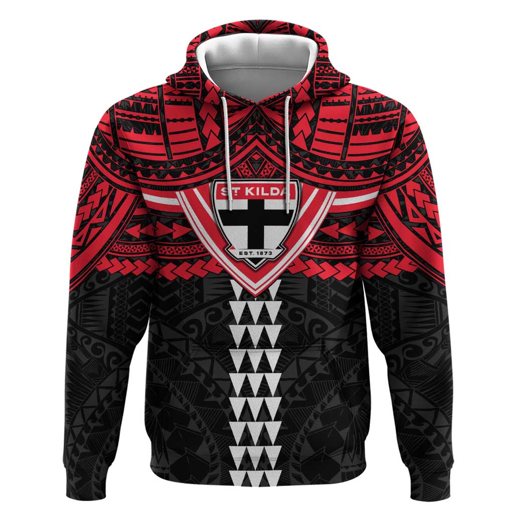 Personalized St Kilda Saints Hoodie Polynesian Tribal Pattern Heritage Football