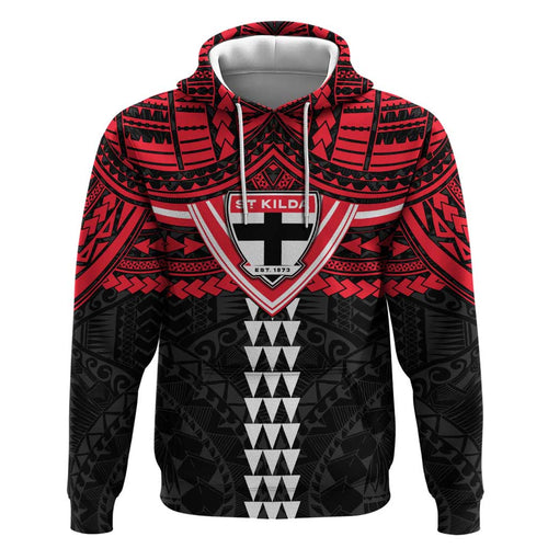 Personalized St Kilda Saints Hoodie Polynesian Tribal Pattern Heritage Football