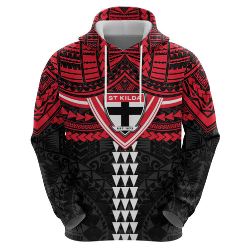 Personalized St Kilda Saints Hoodie Polynesian Tribal Pattern Heritage Football