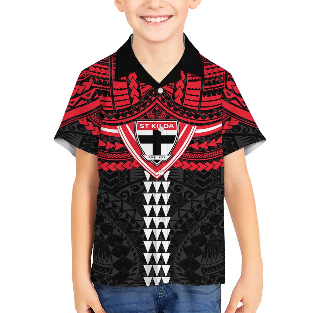 Personalized St Kilda Saints Kid Hawaiian Shirt Polynesian Tribal Pattern Heritage Football