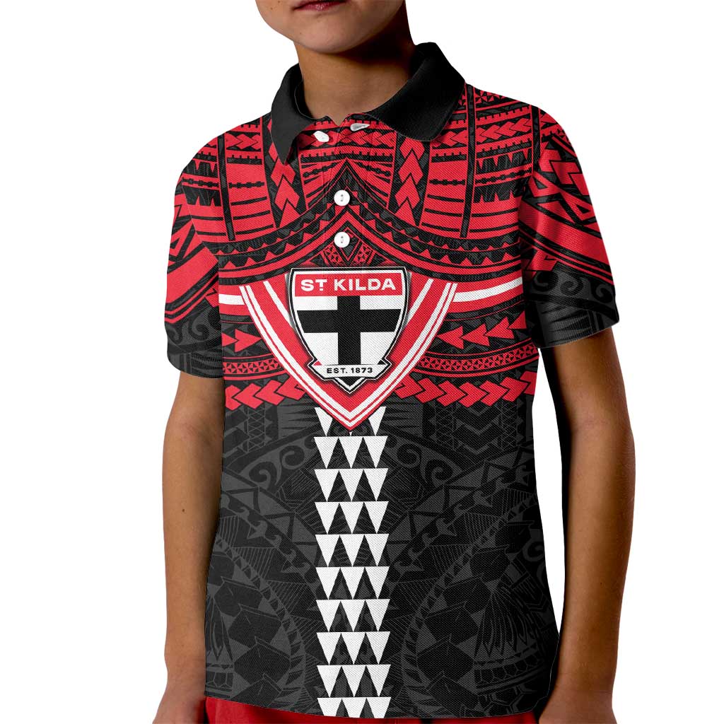 Personalized St Kilda Saints Kid Polo Shirt Polynesian Tribal Pattern Heritage Football