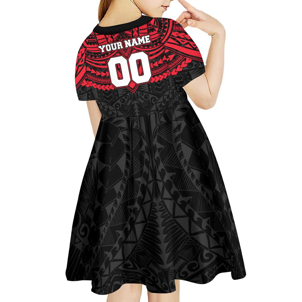 Personalized St Kilda Saints Kid Short Sleeve Dress Polynesian Tribal Pattern Heritage Football