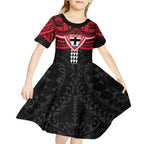 Personalized St Kilda Saints Kid Short Sleeve Dress Polynesian Tribal Pattern Heritage Football