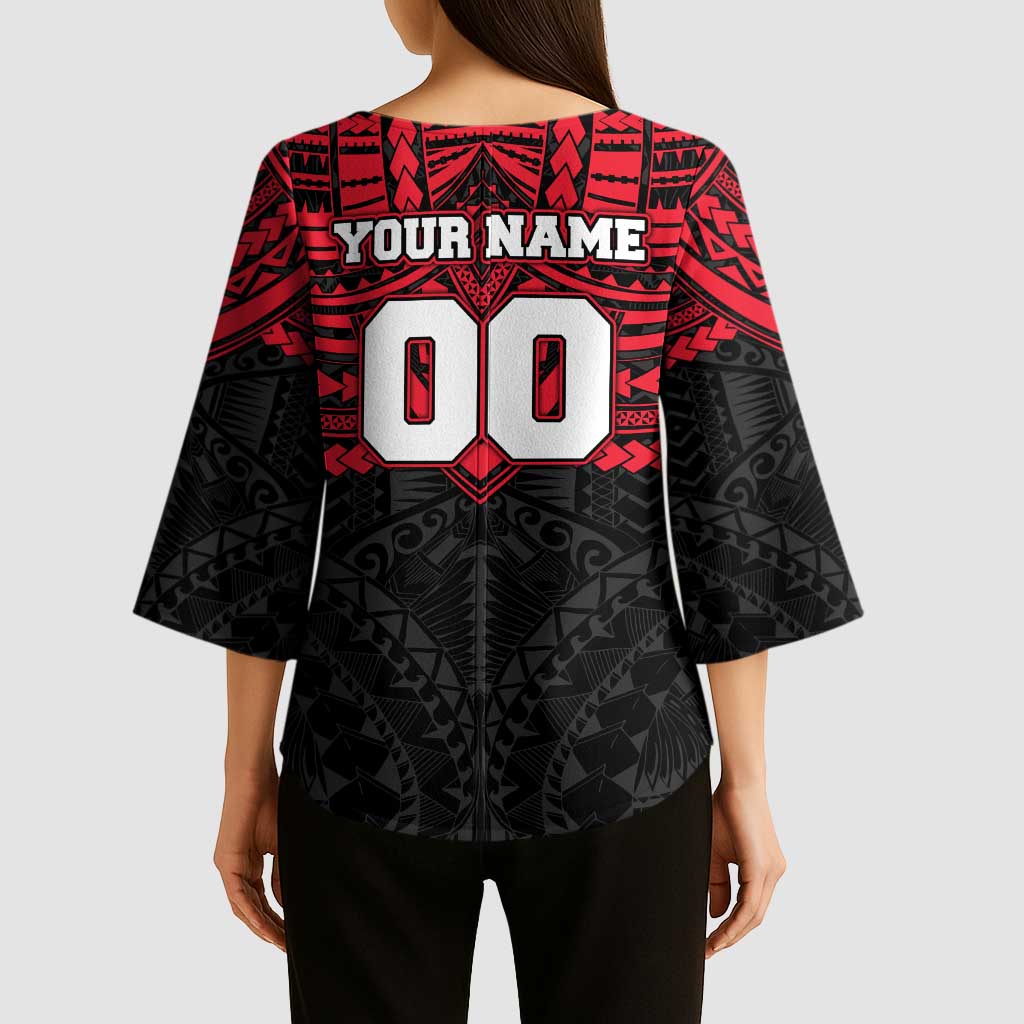 Personalized St Kilda Saints Kimono Sleeve Blouse Polynesian Tribal Pattern Heritage Football