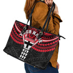 Personalized St Kilda Saints Leather Tote Bag Polynesian Tribal Pattern Heritage Football