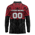 Personalized St Kilda Saints Long Sleeve Polo Shirt Polynesian Tribal Pattern Heritage Football