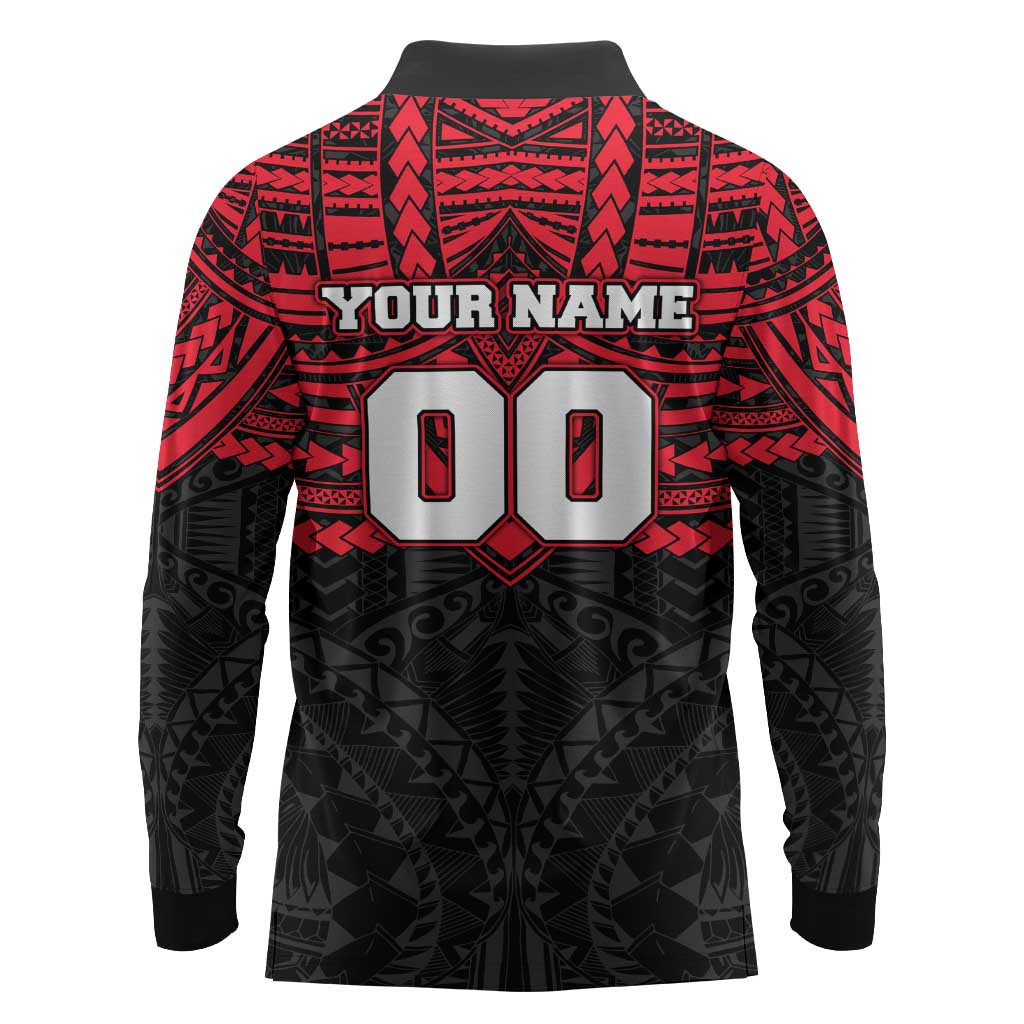 Personalized St Kilda Saints Long Sleeve Polo Shirt Polynesian Tribal Pattern Heritage Football