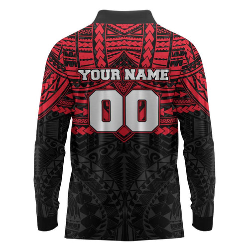 Personalized St Kilda Saints Long Sleeve Polo Shirt Polynesian Tribal Pattern Heritage Football