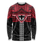 Personalized St Kilda Saints Long Sleeve Shirt Polynesian Tribal Pattern Heritage Football