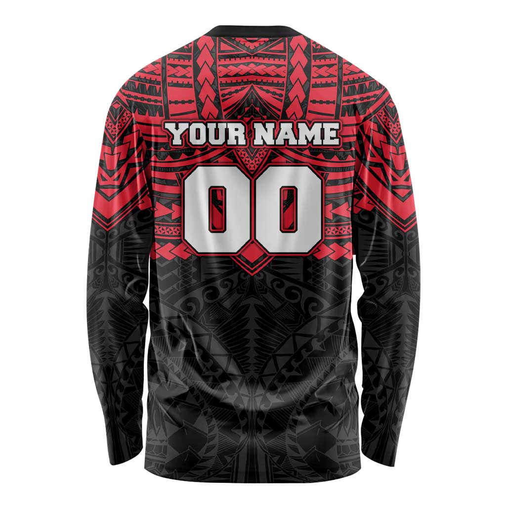 Personalized St Kilda Saints Long Sleeve Shirt Polynesian Tribal Pattern Heritage Football