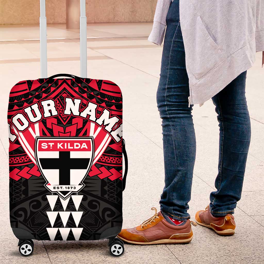 Personalized St Kilda Saints Luggage Cover Polynesian Tribal Pattern Heritage Football