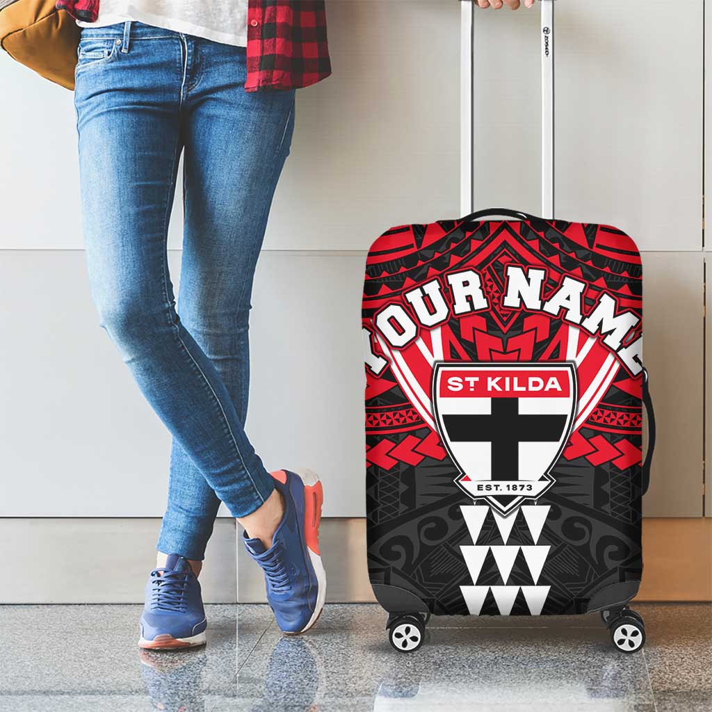 Personalized St Kilda Saints Luggage Cover Polynesian Tribal Pattern Heritage Football