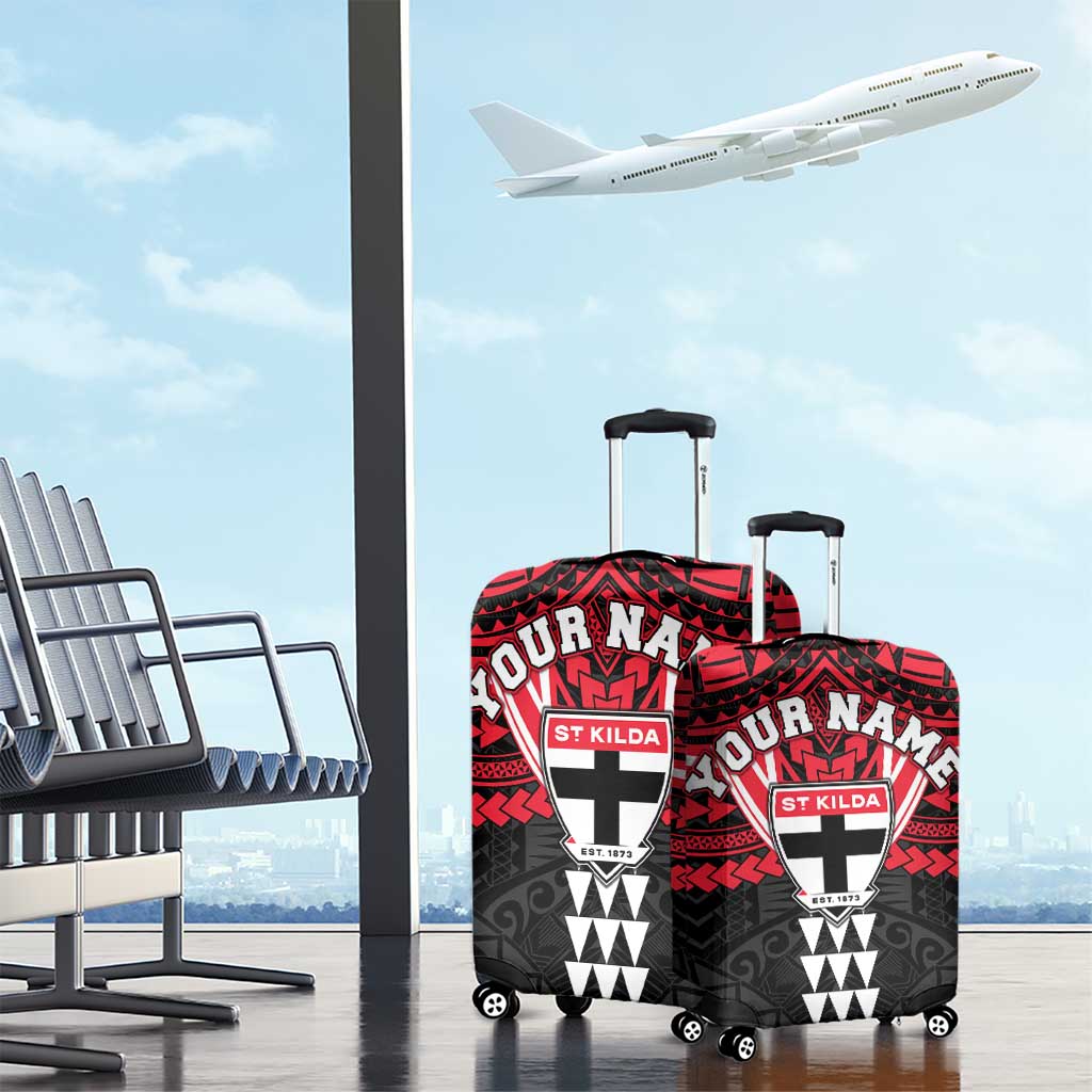 Personalized St Kilda Saints Luggage Cover Polynesian Tribal Pattern Heritage Football