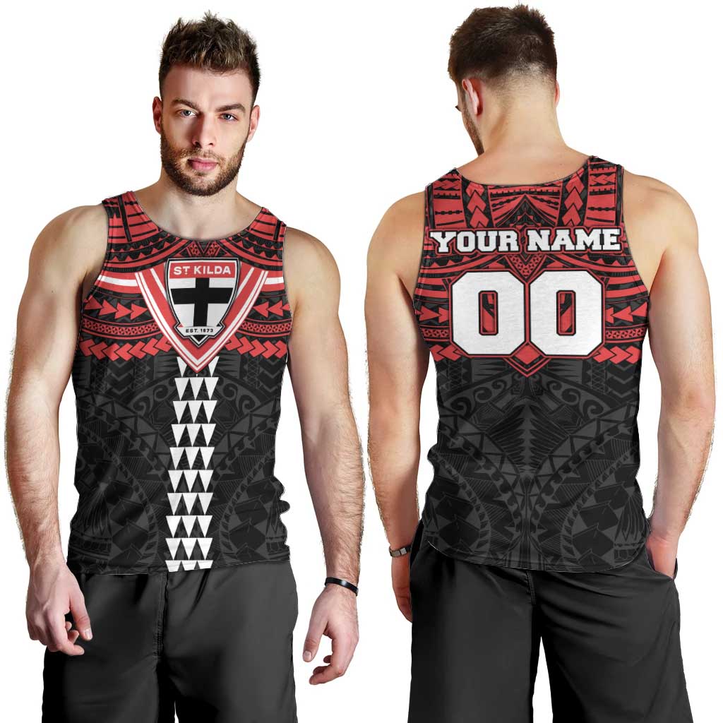 Personalized St Kilda Saints Men Tank Top Polynesian Tribal Pattern Heritage Football