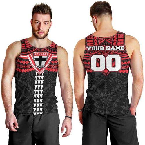 Personalized St Kilda Saints Men Tank Top Polynesian Tribal Pattern Heritage Football