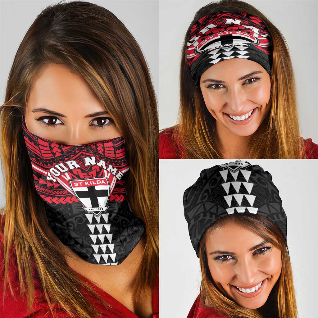 Personalized St Kilda Saints Neck Gaiter Polynesian Tribal Pattern Heritage Football
