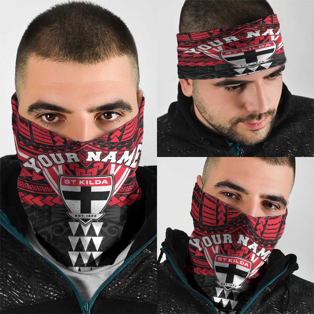 Personalized St Kilda Saints Neck Gaiter Polynesian Tribal Pattern Heritage Football