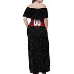 Personalized St Kilda Saints Off Shoulder Maxi Dress Polynesian Tribal Pattern Heritage Football
