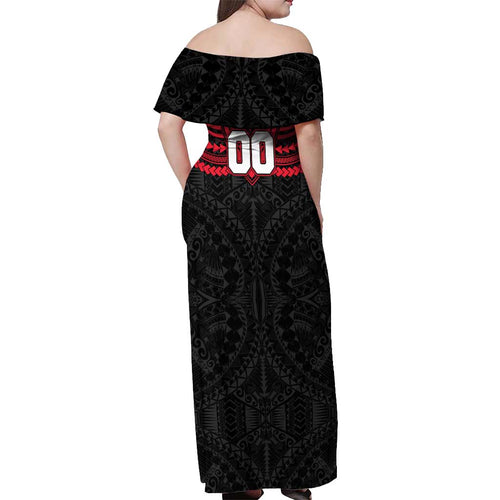 Personalized St Kilda Saints Off Shoulder Maxi Dress Polynesian Tribal Pattern Heritage Football