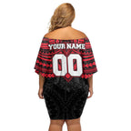 Personalized St Kilda Saints Off Shoulder Short Dress Polynesian Tribal Pattern Heritage Football