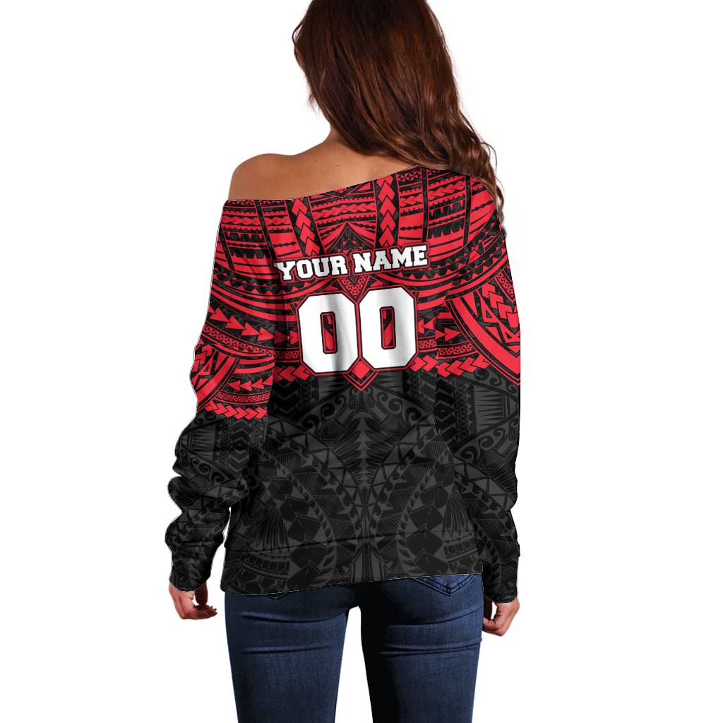 Personalized St Kilda Saints Off Shoulder Sweater Polynesian Tribal Pattern Heritage Football