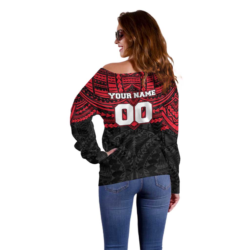 Personalized St Kilda Saints Off Shoulder Sweater Polynesian Tribal Pattern Heritage Football