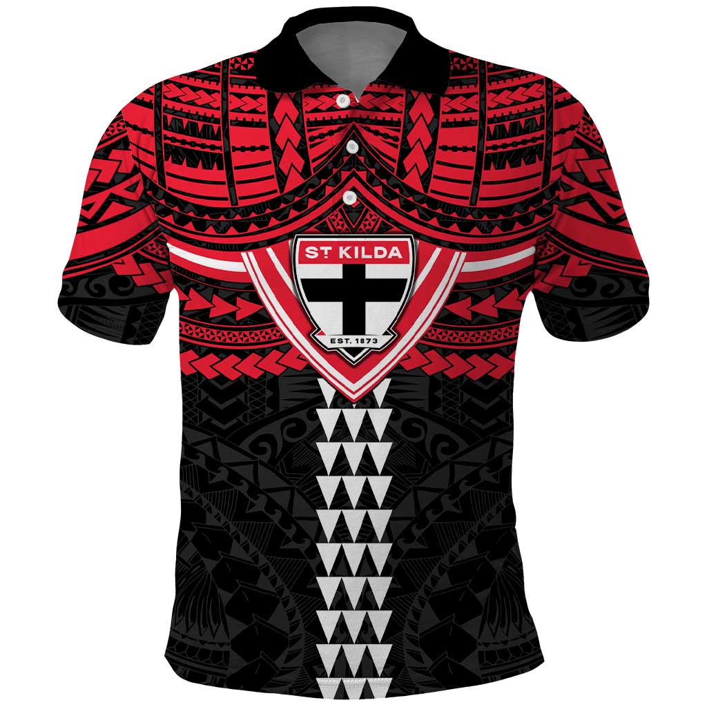 Personalized St Kilda Saints Polo Shirt Polynesian Tribal Pattern Heritage Football