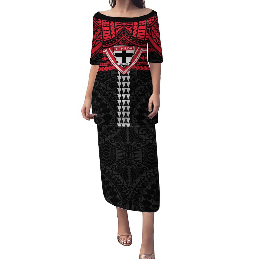 Personalized St Kilda Saints Puletasi Polynesian Tribal Pattern Heritage Football