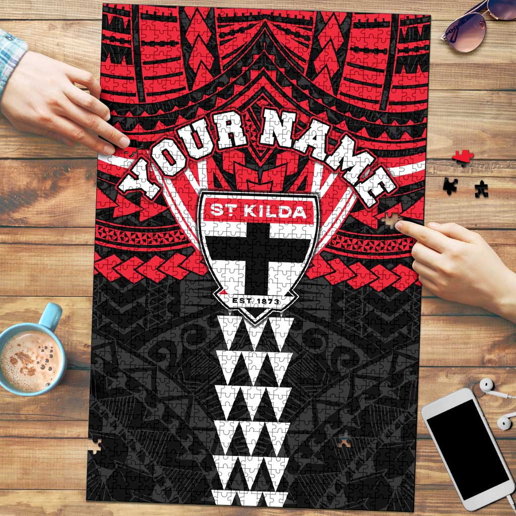 Personalized St Kilda Saints Puzzle Polynesian Tribal Pattern Heritage Football