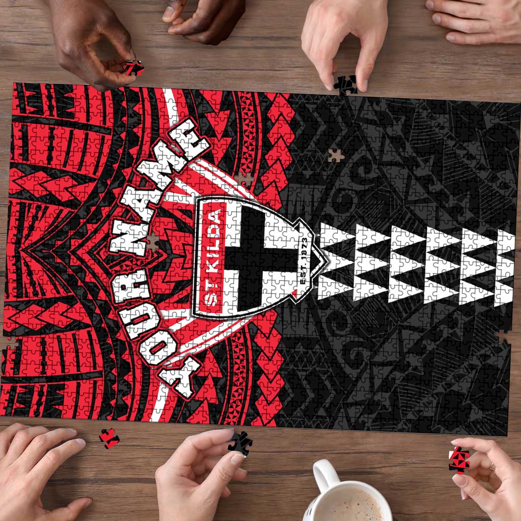 Personalized St Kilda Saints Puzzle Polynesian Tribal Pattern Heritage Football