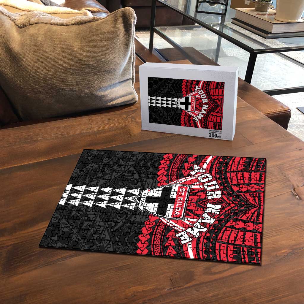 Personalized St Kilda Saints Puzzle Polynesian Tribal Pattern Heritage Football