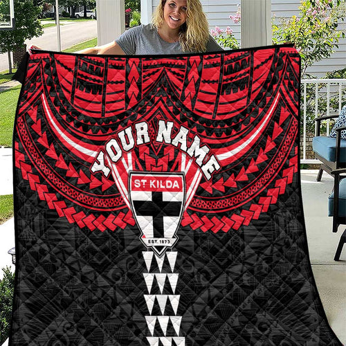 Personalized St Kilda Saints Quilt Polynesian Tribal Pattern Heritage Football