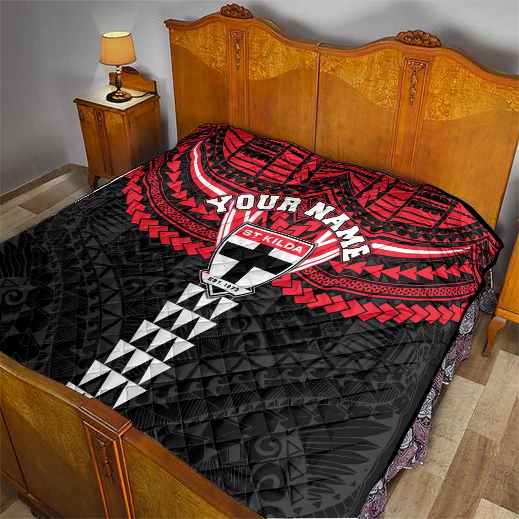 Personalized St Kilda Saints Quilt Polynesian Tribal Pattern Heritage Football