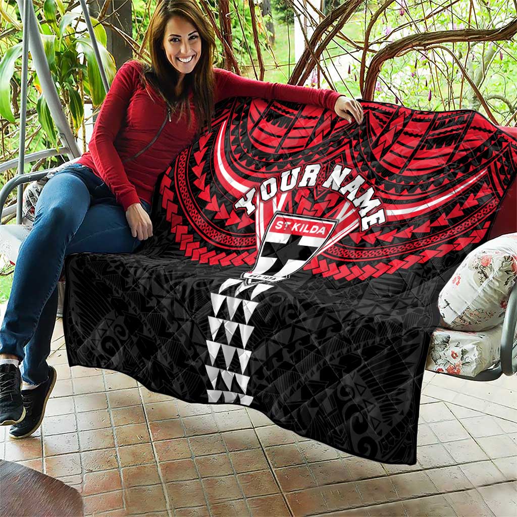 Personalized St Kilda Saints Quilt Polynesian Tribal Pattern Heritage Football