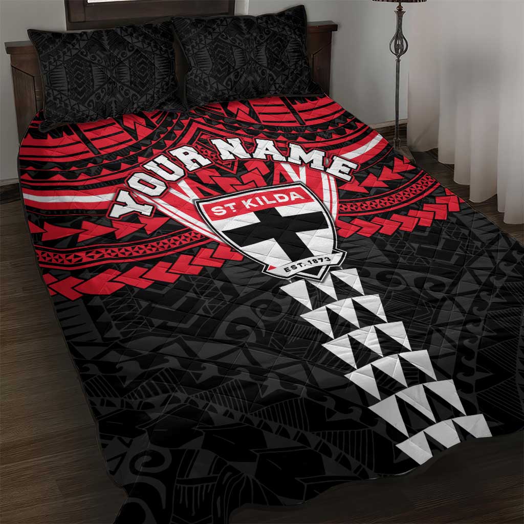Personalized St Kilda Saints Quilt Bed Set Polynesian Tribal Pattern Heritage Football