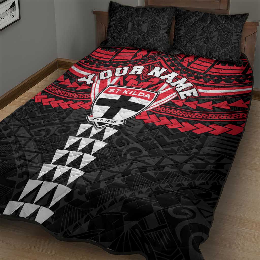 Personalized St Kilda Saints Quilt Bed Set Polynesian Tribal Pattern Heritage Football