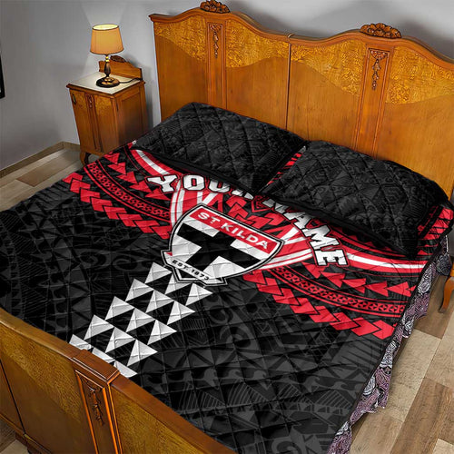 Personalized St Kilda Saints Quilt Bed Set Polynesian Tribal Pattern Heritage Football