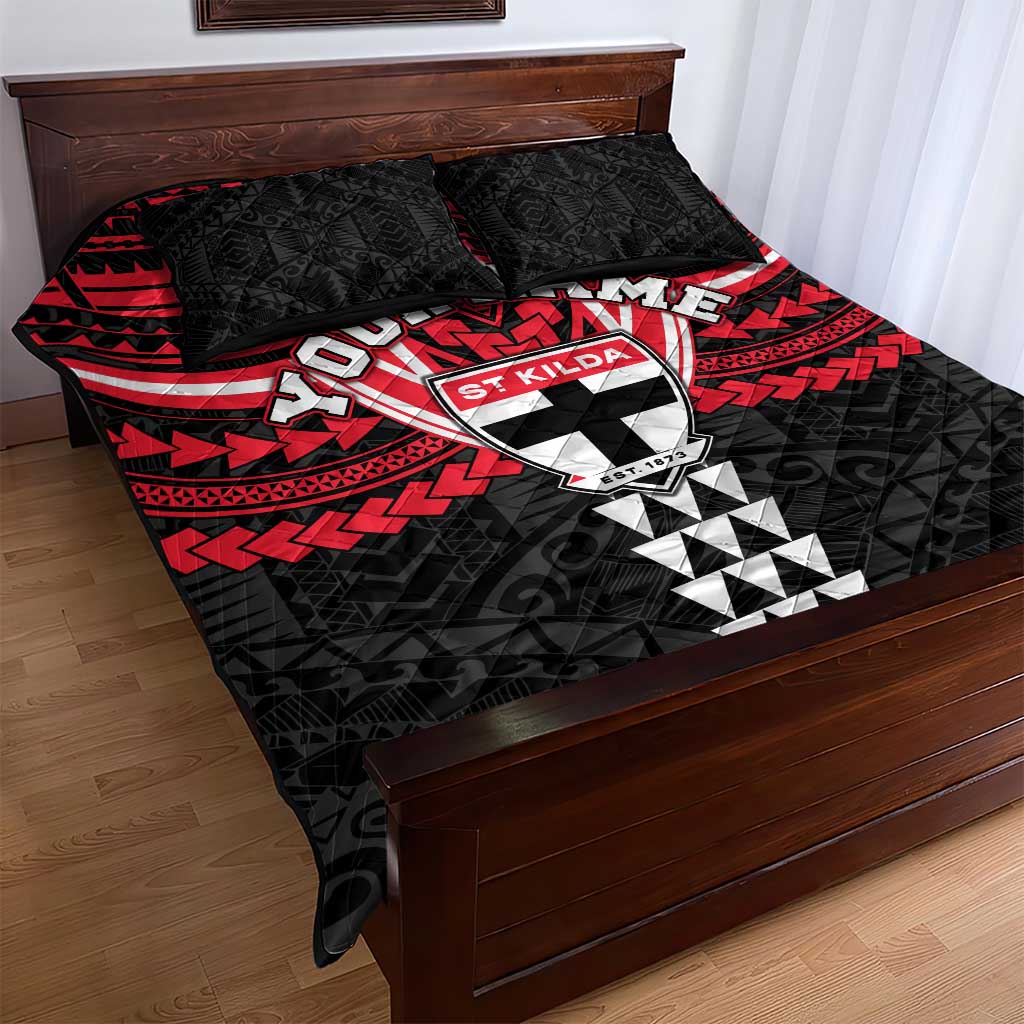 Personalized St Kilda Saints Quilt Bed Set Polynesian Tribal Pattern Heritage Football
