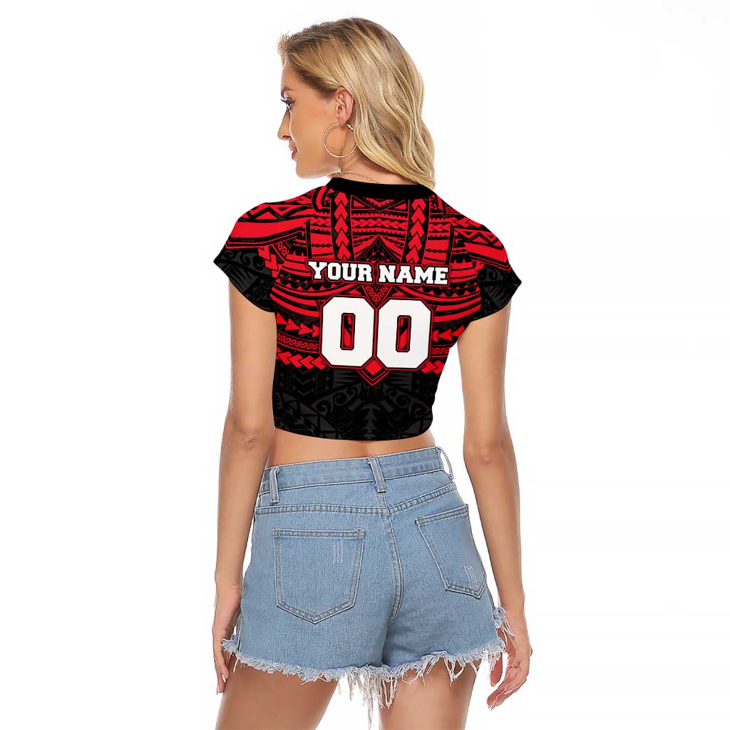 Personalized St Kilda Saints Raglan Cropped T Shirt Polynesian Tribal Pattern Heritage Football