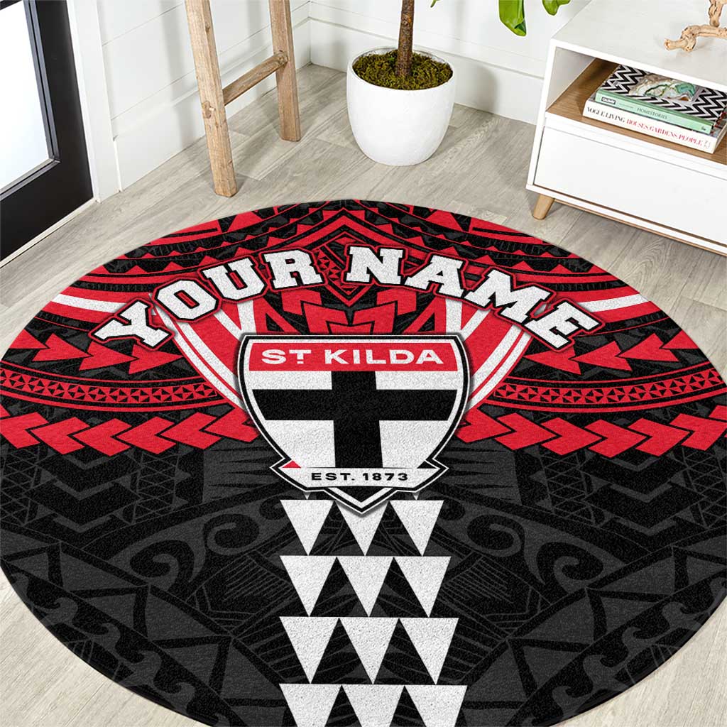 Personalized St Kilda Saints Round Carpet Polynesian Tribal Pattern Heritage Football