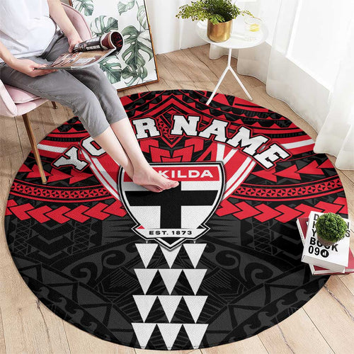 Personalized St Kilda Saints Round Carpet Polynesian Tribal Pattern Heritage Football
