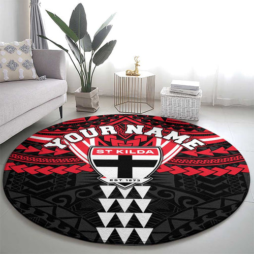Personalized St Kilda Saints Round Carpet Polynesian Tribal Pattern Heritage Football